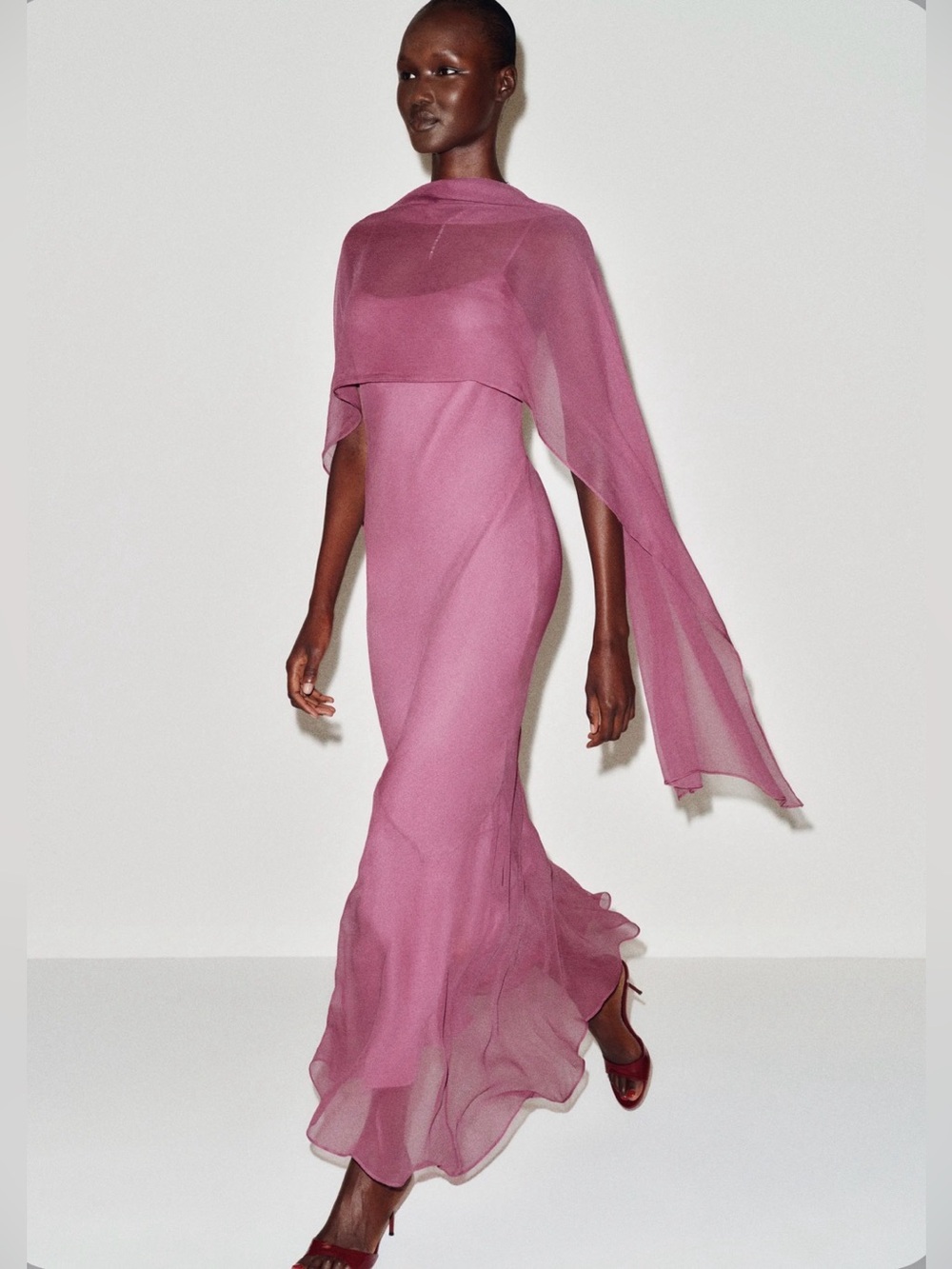 REFORMATION Rida Silk Chiffon Dress in Smoky Lilac